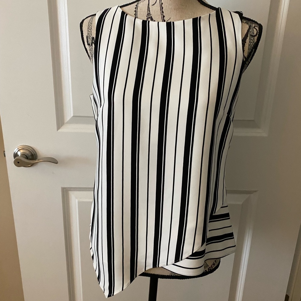 White House Black Market Stripped Top with Asymmetrical Hem